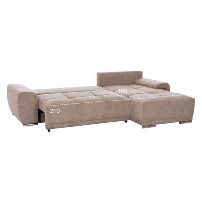RIGHT CORNER SOFABED COMFYRA HM3336.03R BEIGE FABRIC 270x181x75Hcm.