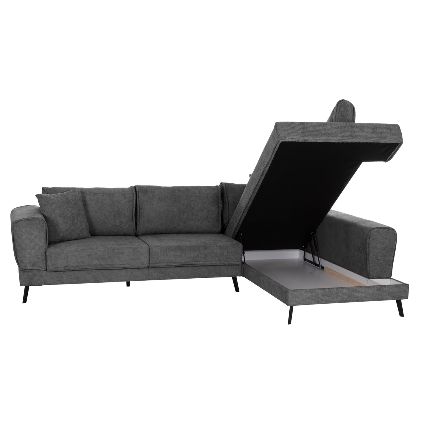 CORNER SOFABED (RIGHT) ZENORA HM3337.01R DARK GREY FABRIC 303x214x80Hcm