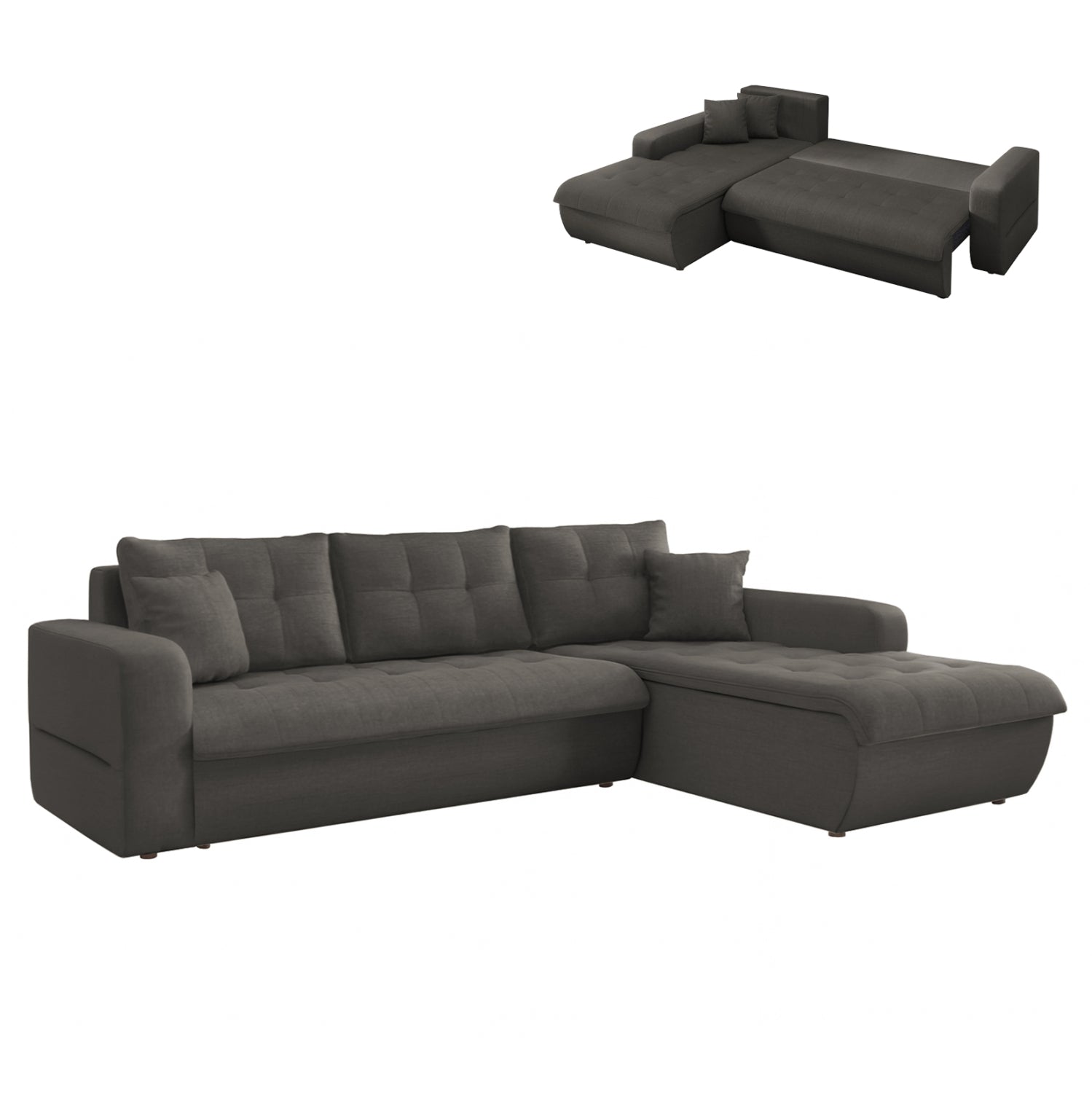 CORNER SOFABED RIGHT KANSO HM3338.01R GREY FABRIC 244x188x80Hcm.