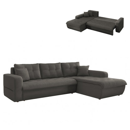 CORNER SOFABED RIGHT KANSO HM3338.01R GREY FABRIC 244x188x80Hcm.