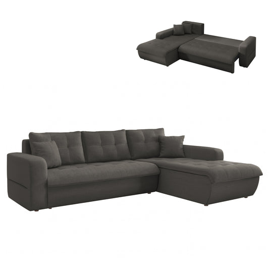 CORNER SOFABED RIGHT KANSO HM3338.01R GREY FABRIC 244x188x80Hcm.