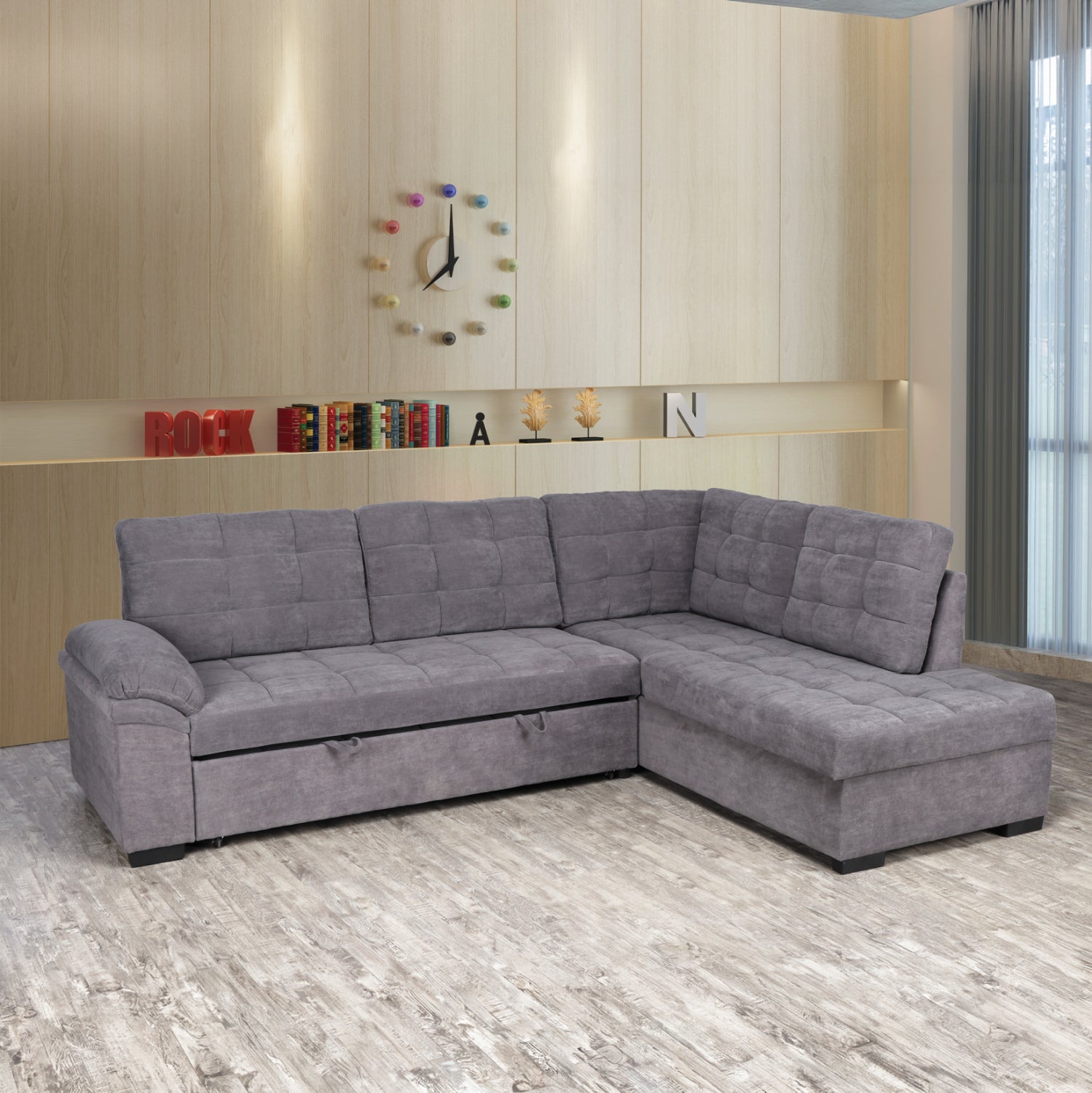 Sofa Bed Jade right corner dark grey color HM3144.02R 252x159x84h cm