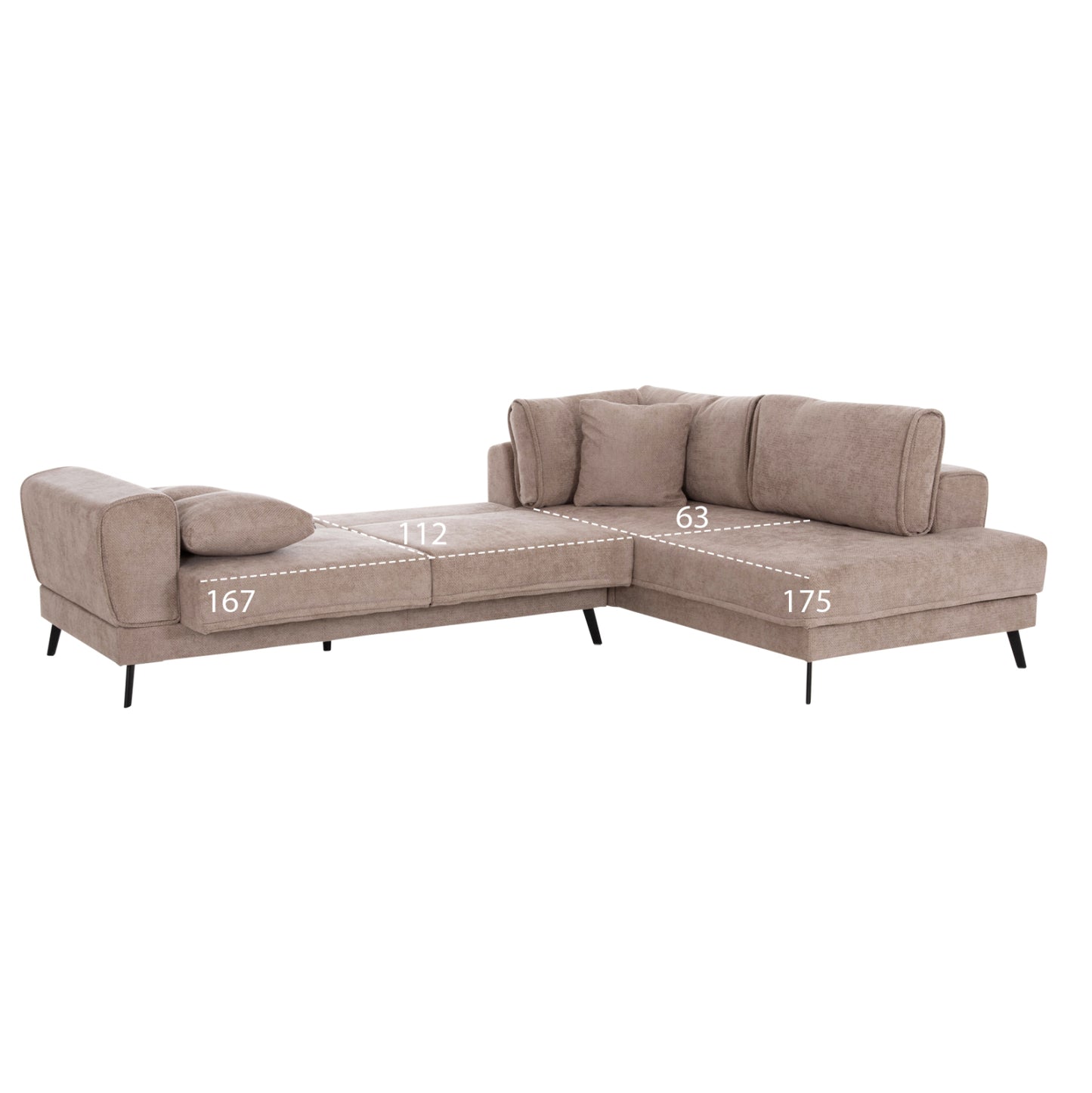 CORNER SOFABED (RIGHT) ZENORA HM3337.03R BEIGE FABRIC 303x214x80Hcm