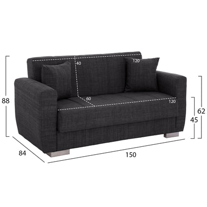 HM3241.03, 2-SEATER SOFA-BED, GREY, 153x87x77Hcm