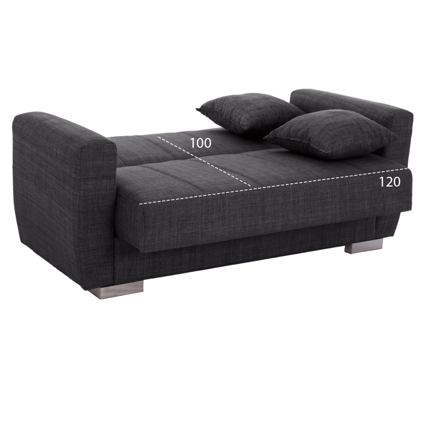 HM3241.03, 2-SEATER SOFA-BED, GREY, 153x87x77Hcm
