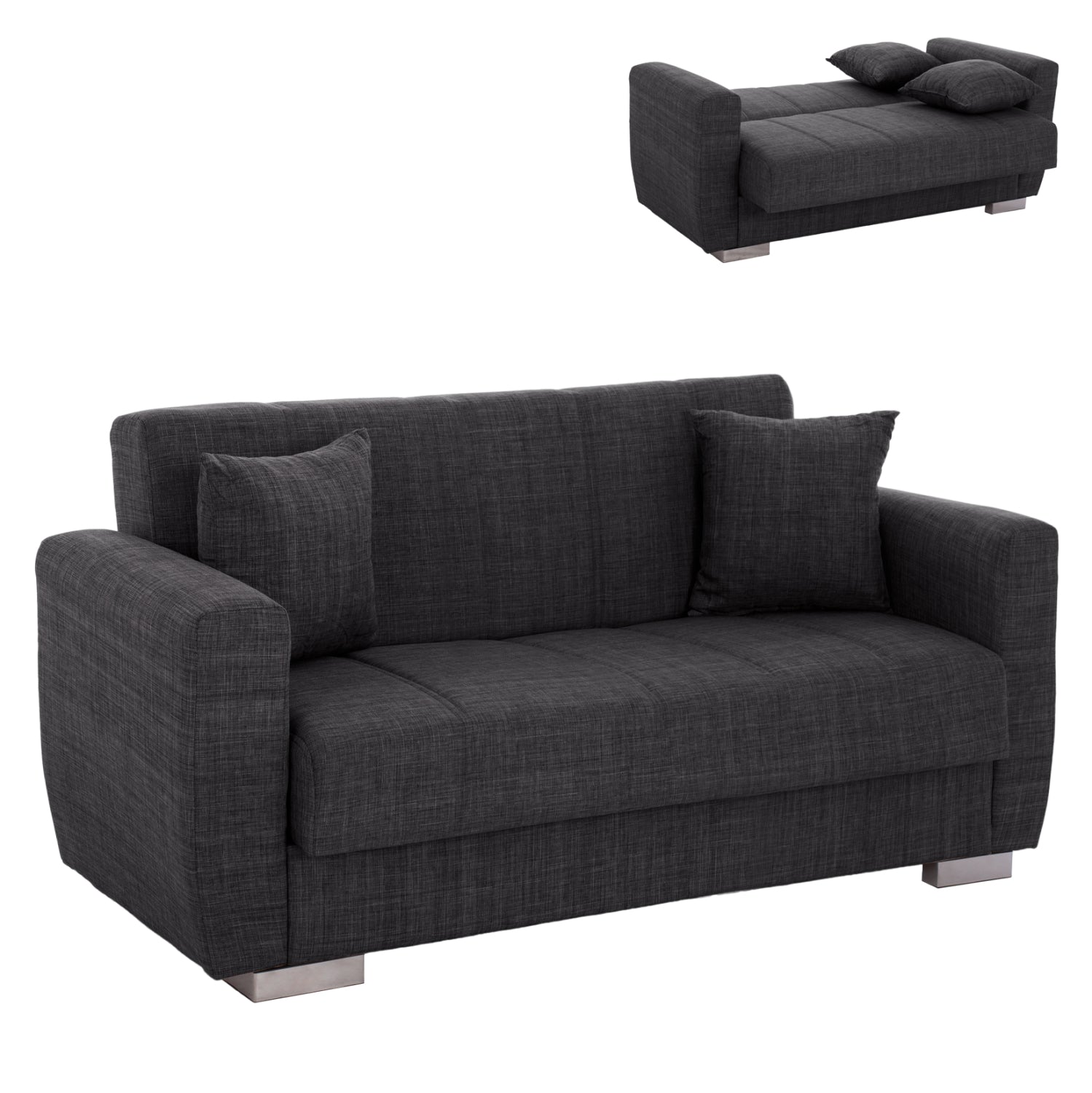 HM3241.03, 2-SEATER SOFA-BED, GREY, 153x87x77Hcm