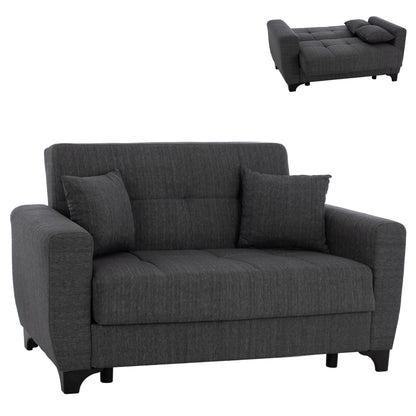HM3243.03 2-SEATER SOFA-BED, TALL BACK, GREY, 160x84x88cm