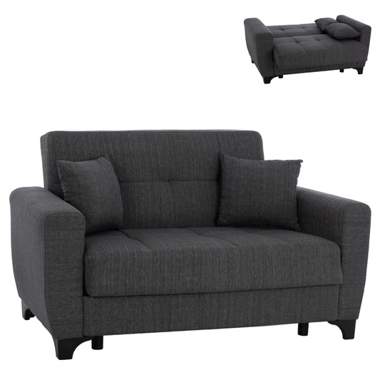 HM3243.03 2-SEATER SOFA-BED, TALL BACK, GREY, 160x84x88cm