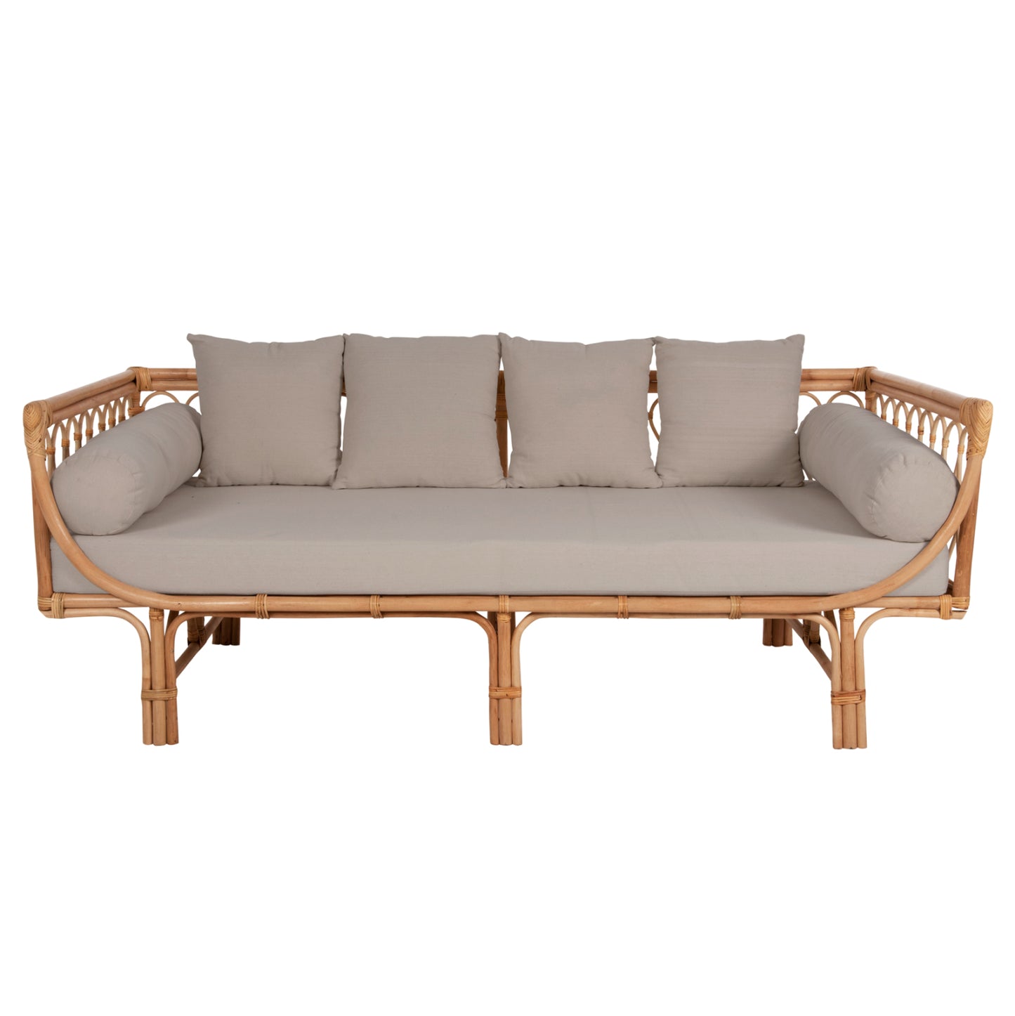 DAYBED-SOFA ALIKI HM9658 RATTAN IN NATURAL-BEIGE CUSHIONS  200x100x76Hcm.