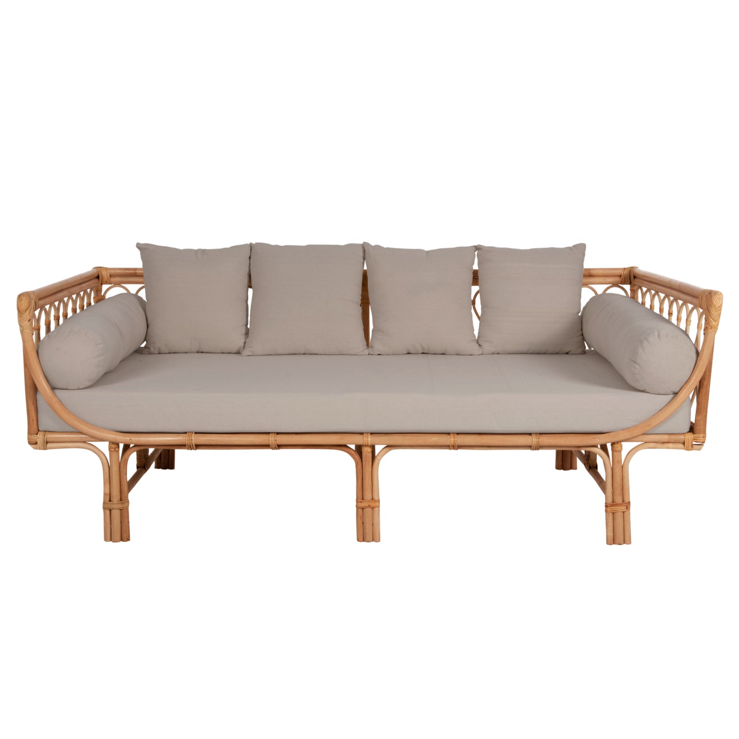DAYBED-SOFA ALIKI HM9658 RATTAN IN NATURAL-BEIGE CUSHIONS  200x100x76Hcm.