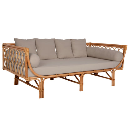 DAYBED-SOFA ALIKI HM9658 RATTAN IN NATURAL-BEIGE CUSHIONS  200x100x76Hcm.