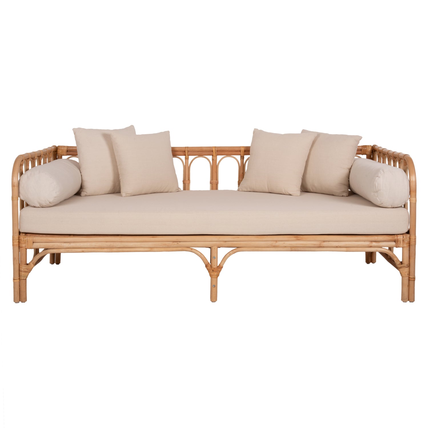 DAYBED-SOFA LIGNANO HM9660 RATTAN IN NATURAL-BEIGE CUSHIONS 200x100x75Hcm.