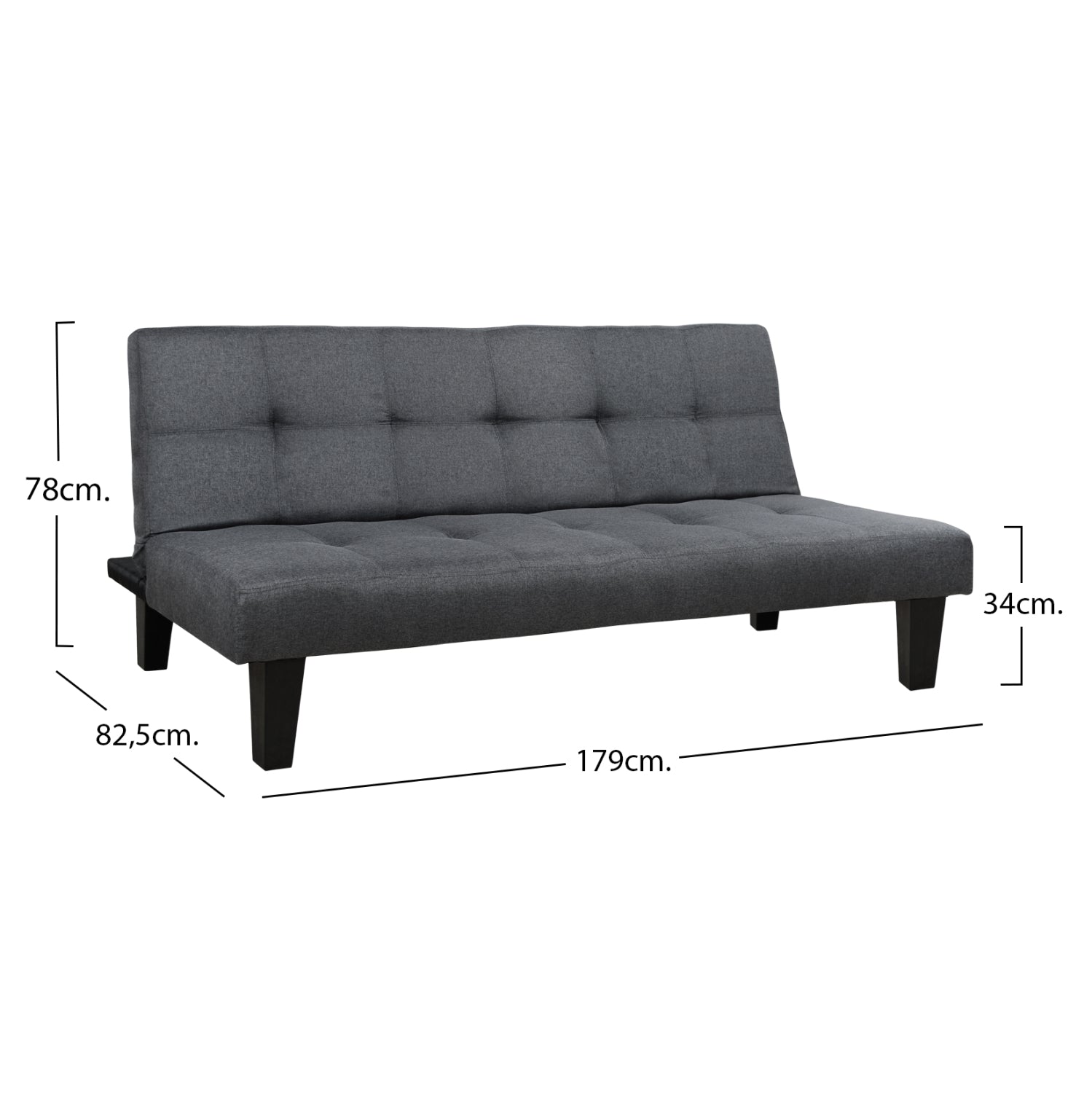 Sofa/Bed HM3000.02 Grey Fabric 180x82.5x78Υ εκ.