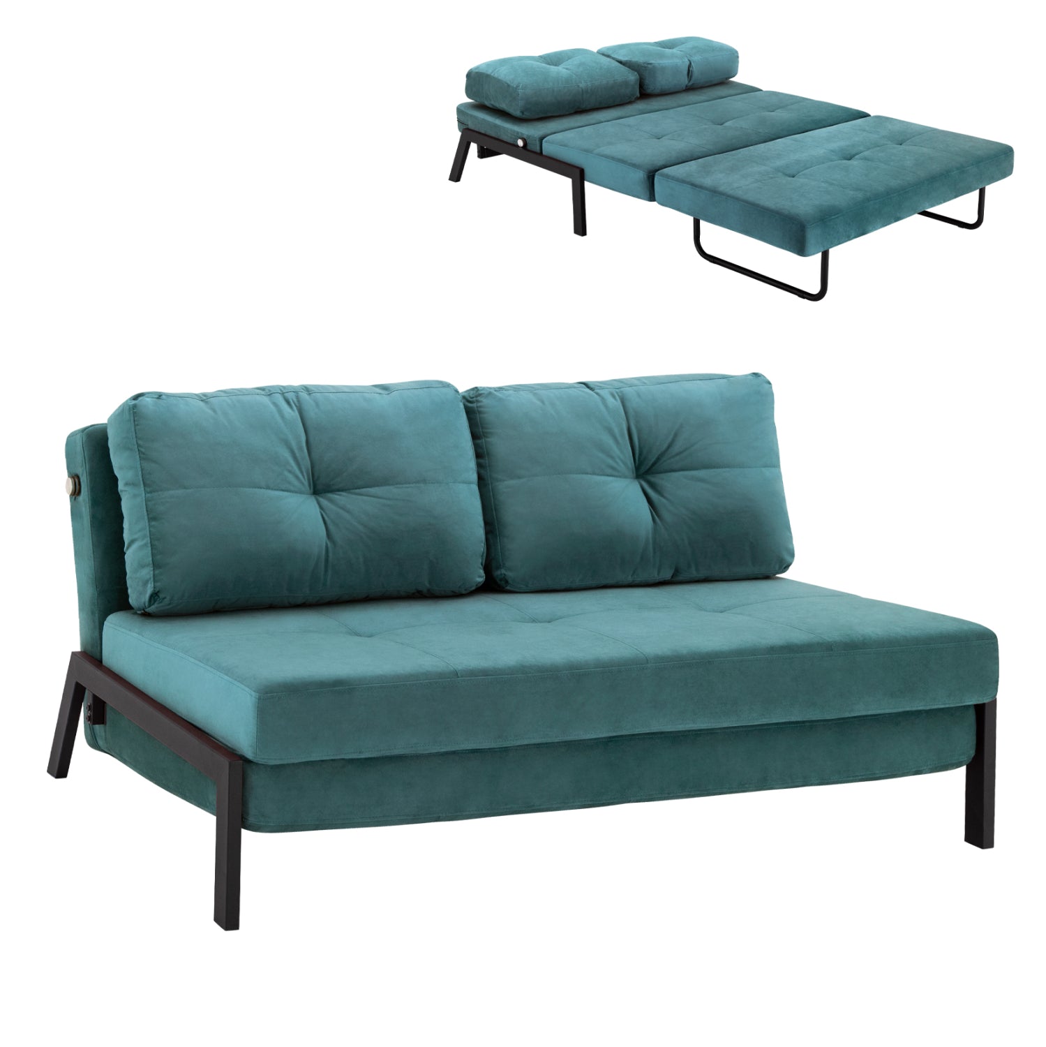 SOFA-BED CONSTANCE HM3079.15 MINT VELVET  2½-SEATER 151x92x66Hcm.