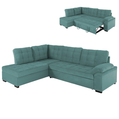 SOFABED LEFT CORNER JADE HM3144.04L SEAFOAM GREEN VELVET 250x80-180x73-88Hcm.