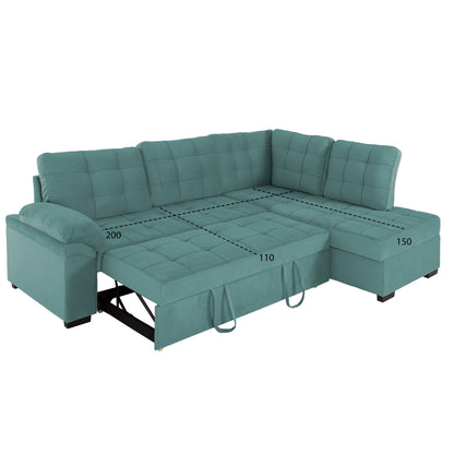 SOFABED RIGHT CORNER JADE HM3144.04R SEAFOAM GREEN VELVET 250x80-180x73-88Hcm.