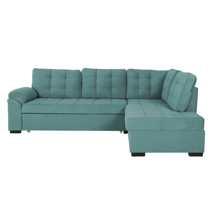 SOFABED RIGHT CORNER JADE HM3144.04R SEAFOAM GREEN VELVET 250x80-180x73-88Hcm.
