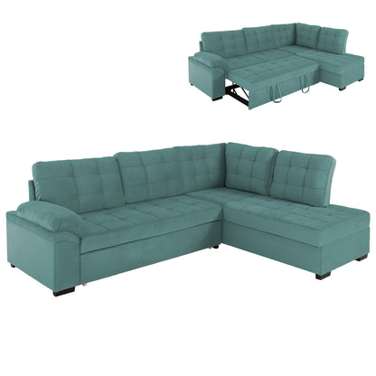SOFABED RIGHT CORNER JADE HM3144.04R SEAFOAM GREEN VELVET 250x80-180x73-88Hcm.
