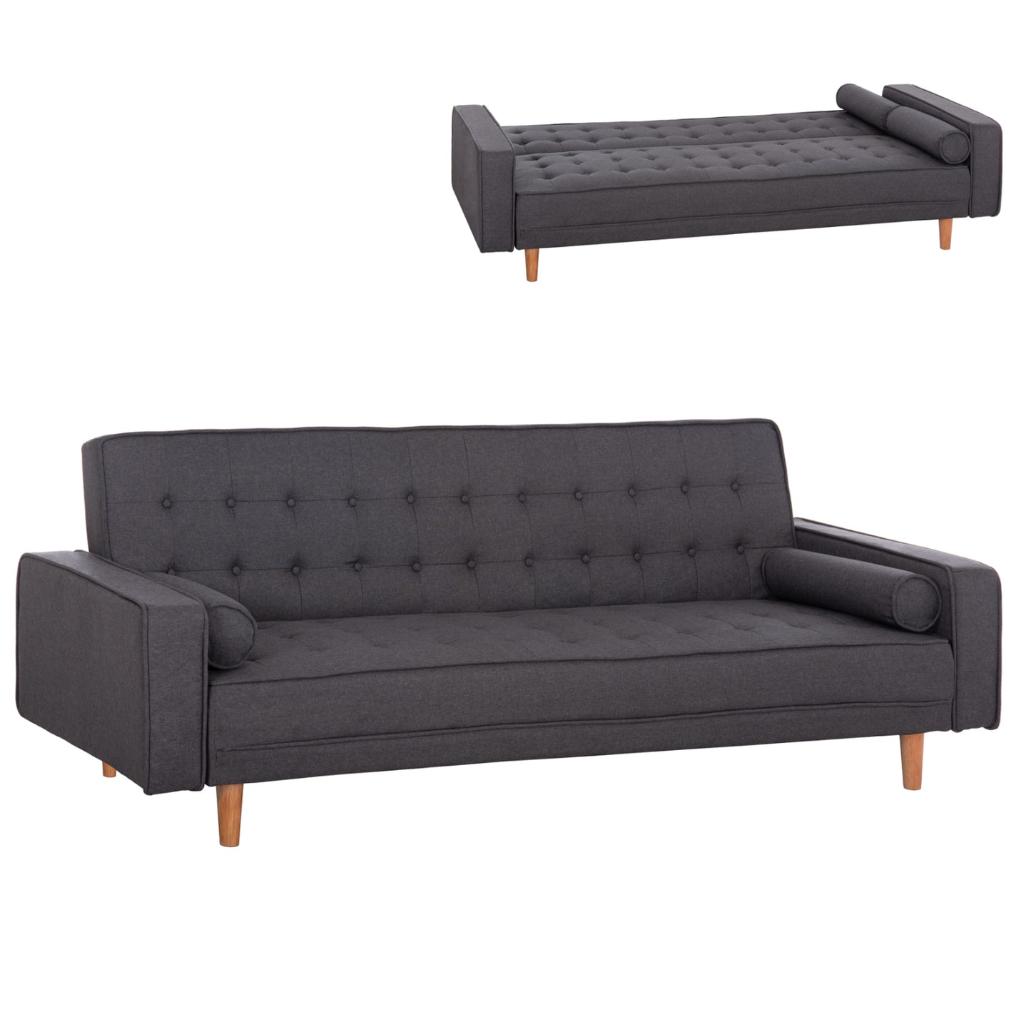 Sofa Bed Salvador HM3150.01 Grey with 2 Pillows 222x97x80Hcm