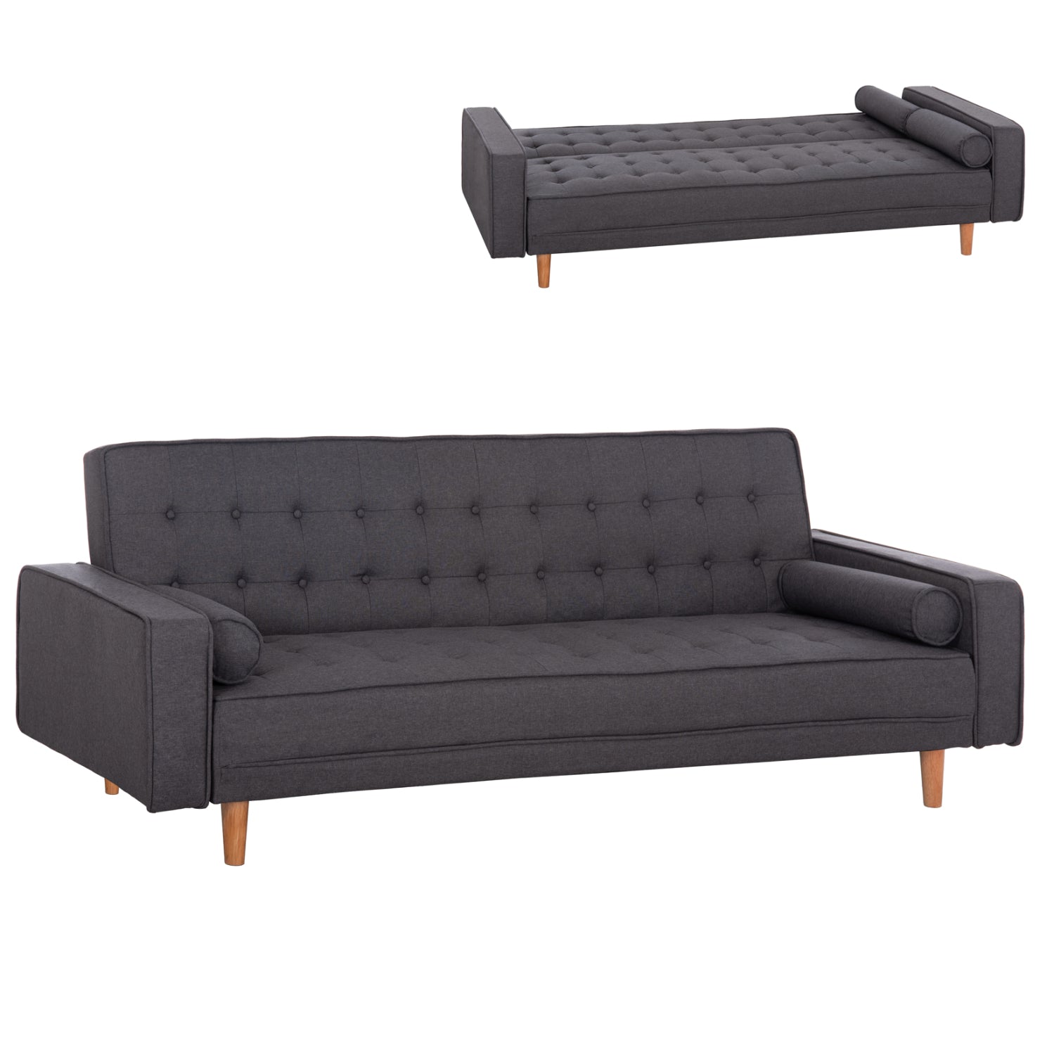 Sofa Bed Salvador HM3150.01 Grey with 2 Pillows 222x97x80Hcm