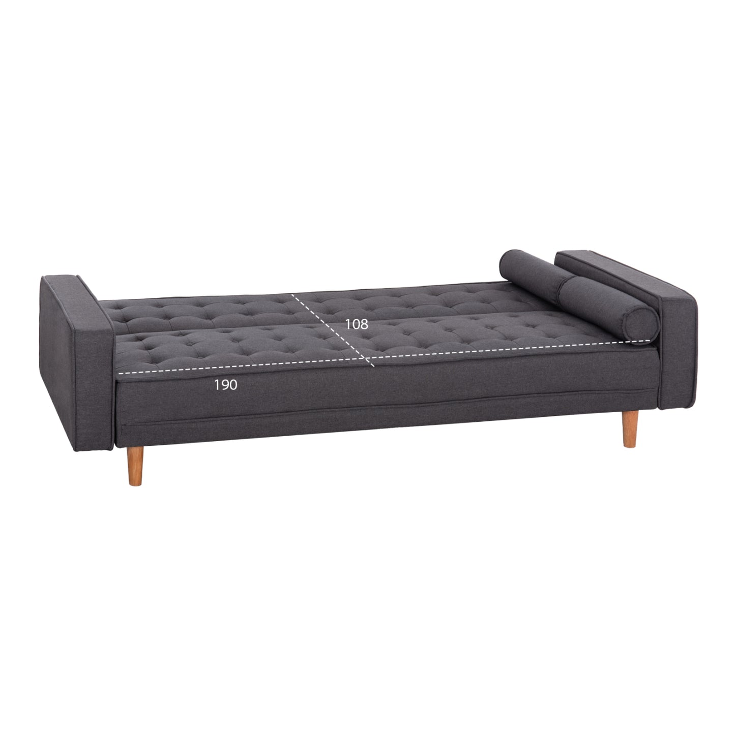 Sofa Bed Salvador HM3150.01 Grey with 2 Pillows 222x97x80Hcm