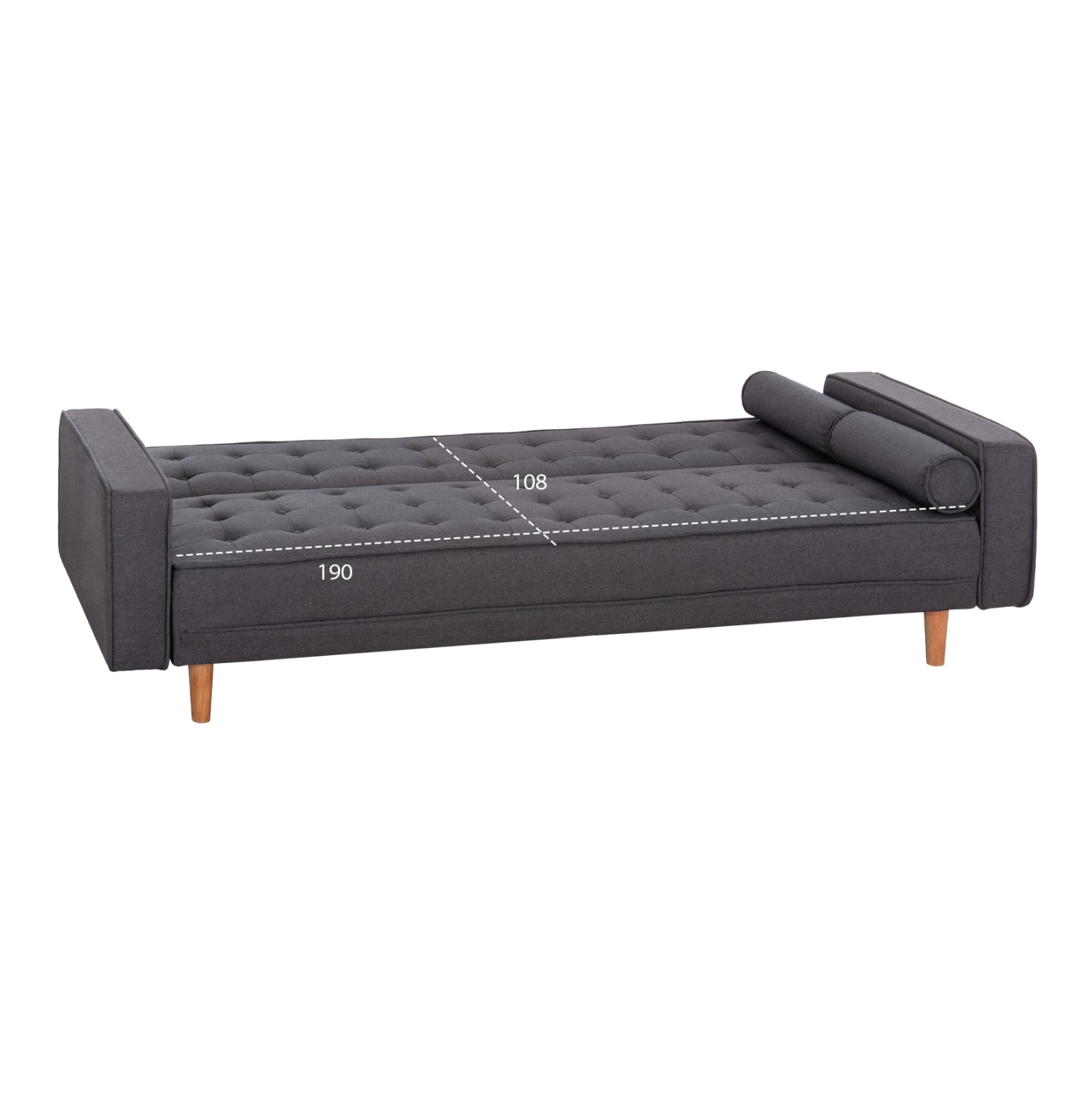 Sofa Bed Salvador HM3150.01 Grey with 2 Pillows 222x97x80Hcm