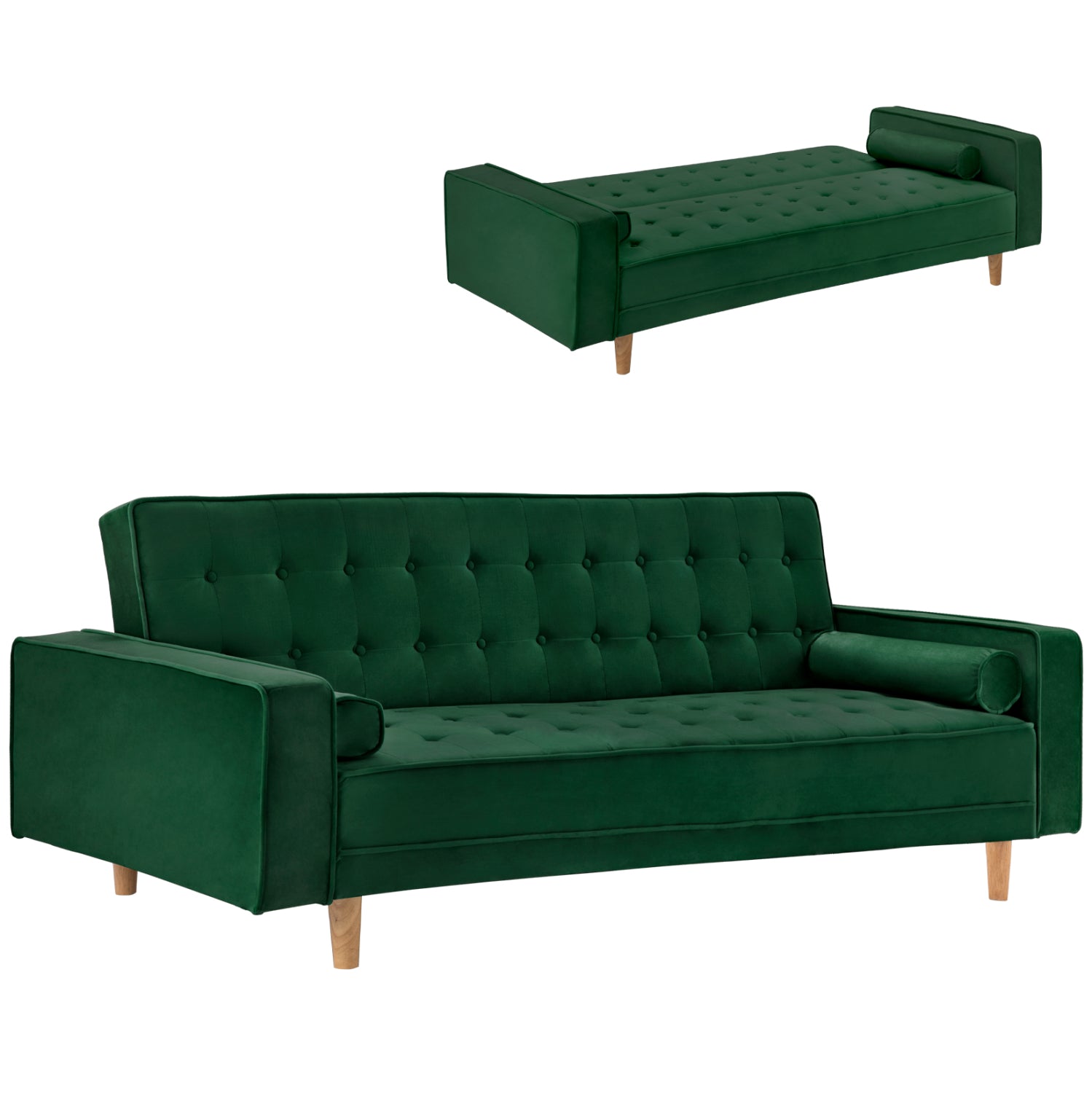 SOFA-BED SALVADOR HM3150.13 VELVET GREEN 224X88X84Y cm.
