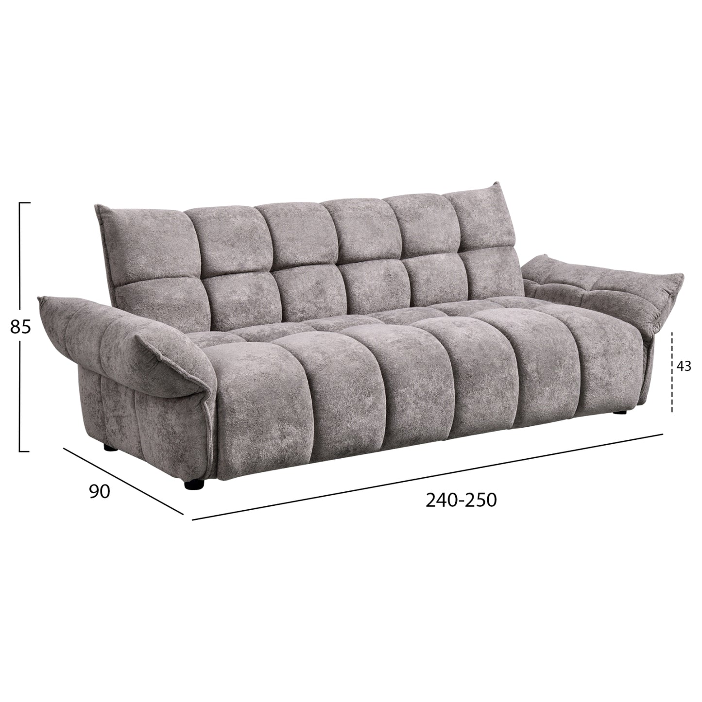 SOFABED MELU HM3314.01 GREY FABRIC--POCKET SPRINGS SEAT 240-250x90x85Hcm.