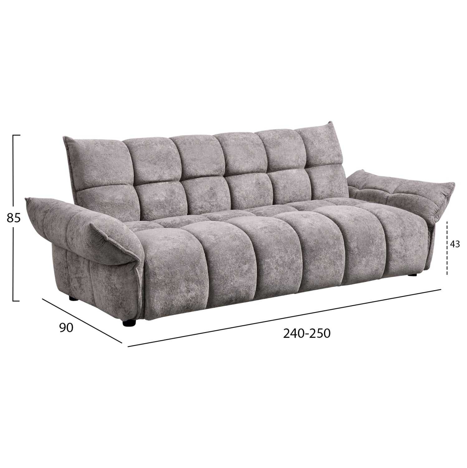SOFABED MELU HM3314.01 GREY FABRIC--POCKET SPRINGS SEAT 240-250x90x85Hcm.