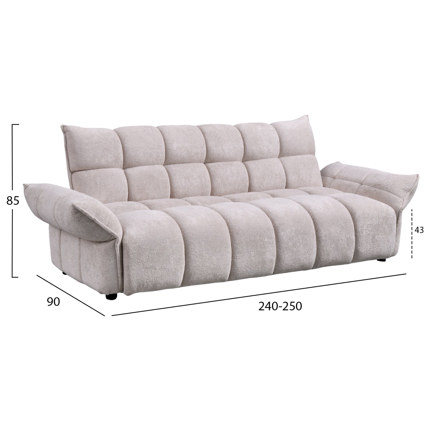 SOFABED MELU HM3314.02 BEIGE FABRIC--POCKET SPRINGS SEAT 240-250x90x85Hcm.