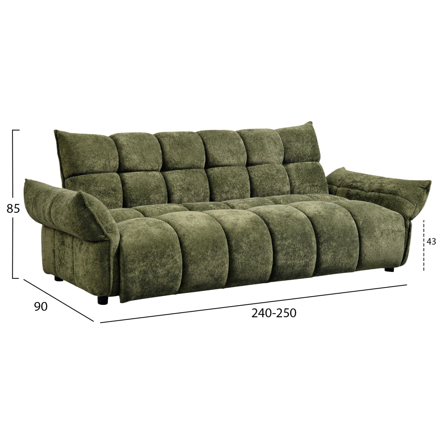 SOFABED MELU HM3314.03 GREEN FABRIC--POCKET SPRINGS SEAT 245x90x85Hcm.