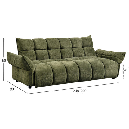 SOFABED MELU HM3314.03 GREEN FABRIC--POCKET SPRINGS SEAT 245x90x85Hcm.