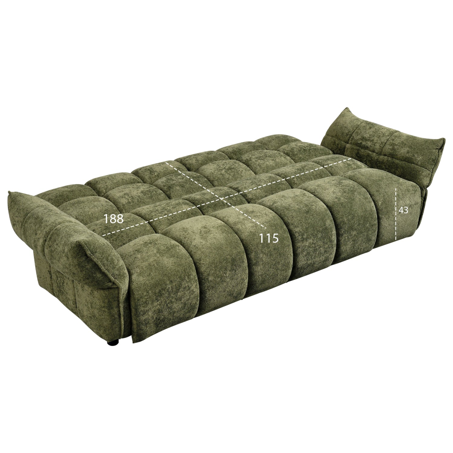 SOFABED MELU HM3314.03 GREEN FABRIC--POCKET SPRINGS SEAT 245x90x85Hcm.