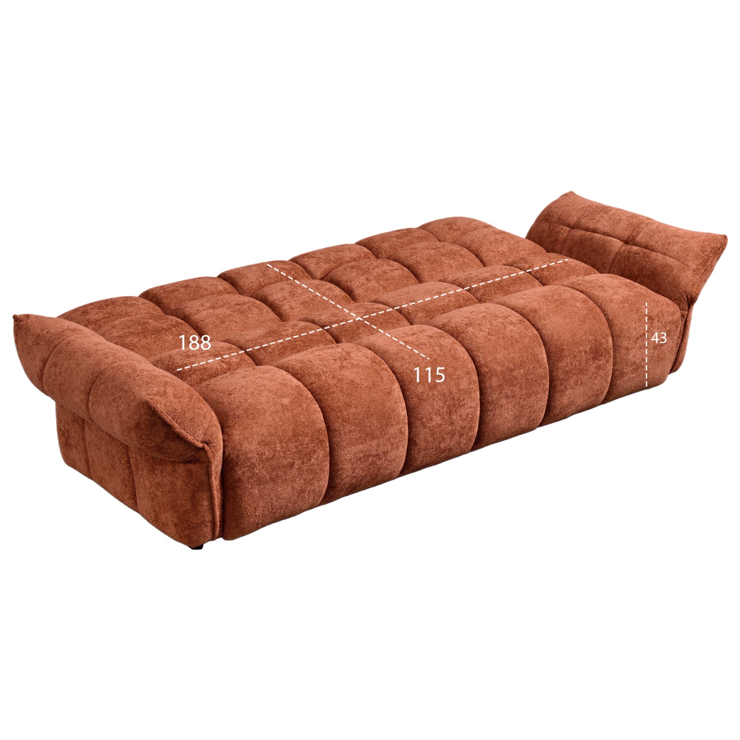 SOFABED MELU HM3314.04 TERRACOTTA FABRIC--POCKET SPRINGS SEAT 240-250x90x85Hcm.