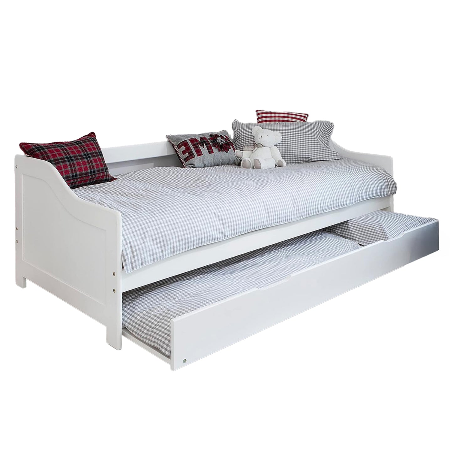 SOFABED TRADDY HM704.03 PINE WOOD IN WHITE FOR MATTRESSES 190x90cm.
