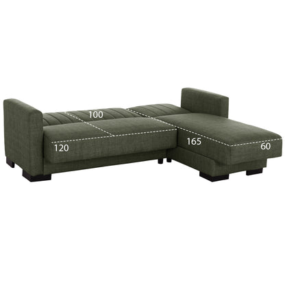 HM3244.05, corner sofa-bed, dark olive, reversible, 202x140x78cm