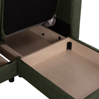 HM3244.05, corner sofa-bed, dark olive, reversible, 202x140x78cm