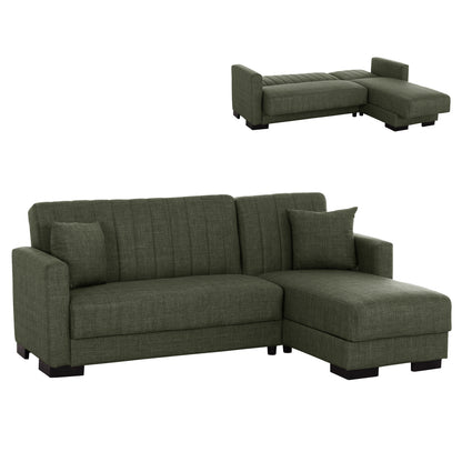 HM3244.05, corner sofa-bed, dark olive, reversible, 202x140x78cm