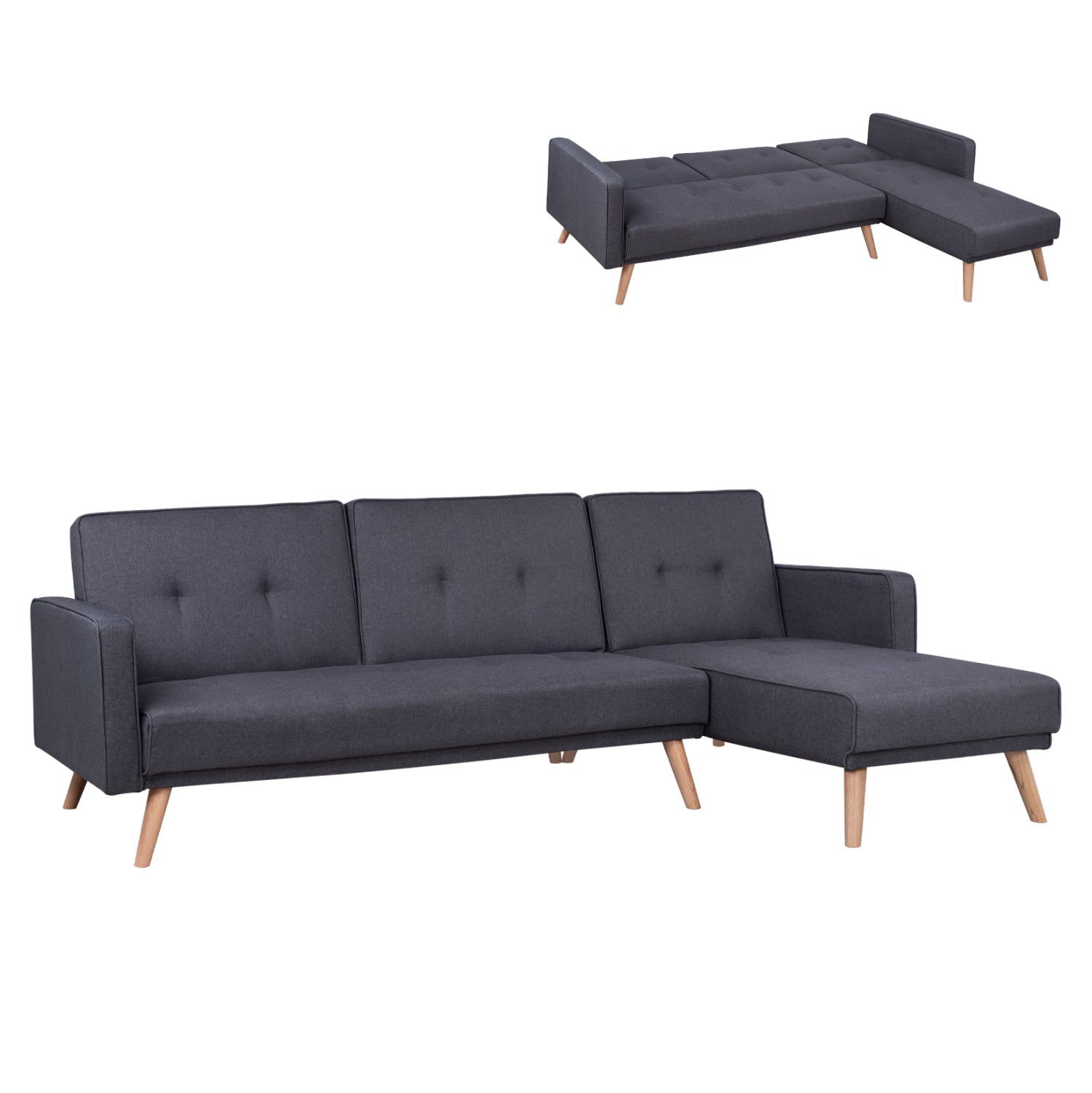 Reversible Corner Sofa Bed Talia HM3153 Grey Fabric 269x152x87cm