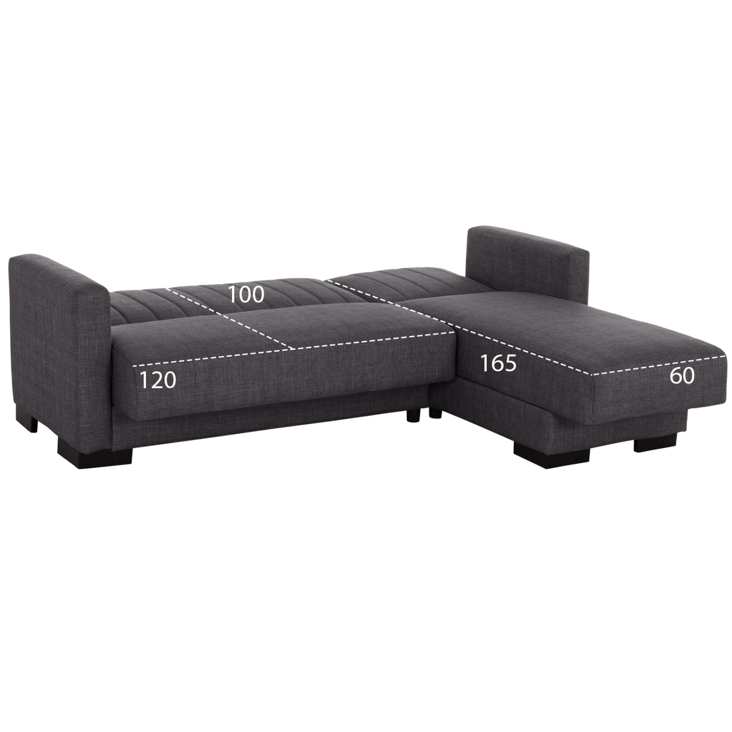 HM3244.03,GHUFRAN corner sofa-bed, grey, reversible, 202x140x78cm