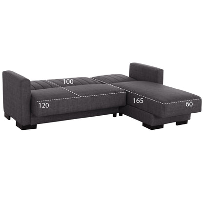 HM3244.03,GHUFRAN corner sofa-bed, grey, reversible, 202x140x78cm
