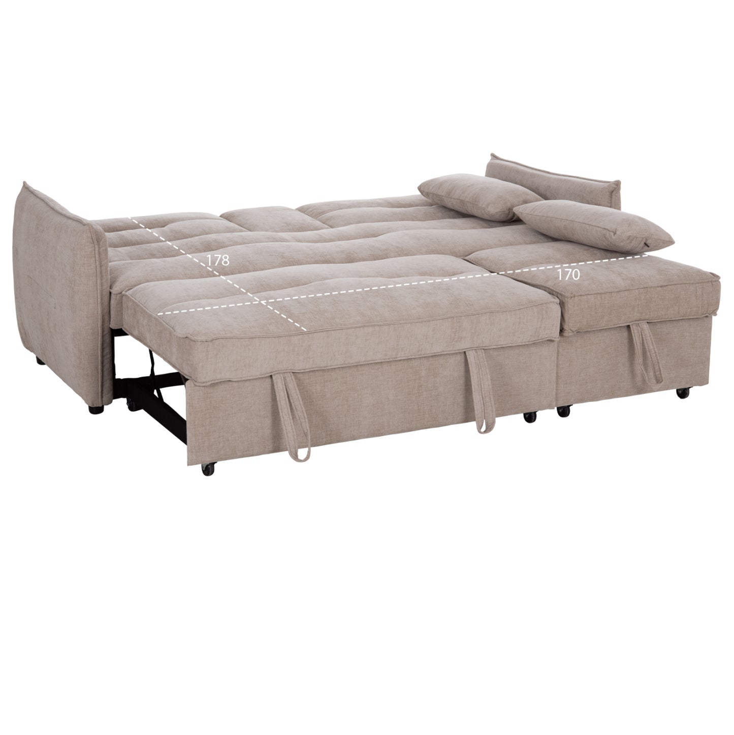 SOFABED MULTIFORM 2-SEATER VELAR HM3305.03 BEIGE FABRIC 207x90x80Hcm.