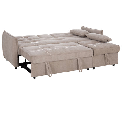 SOFABED MULTIFORM 2-SEATER VELAR HM3305.03 BEIGE FABRIC 207x90x80Hcm.