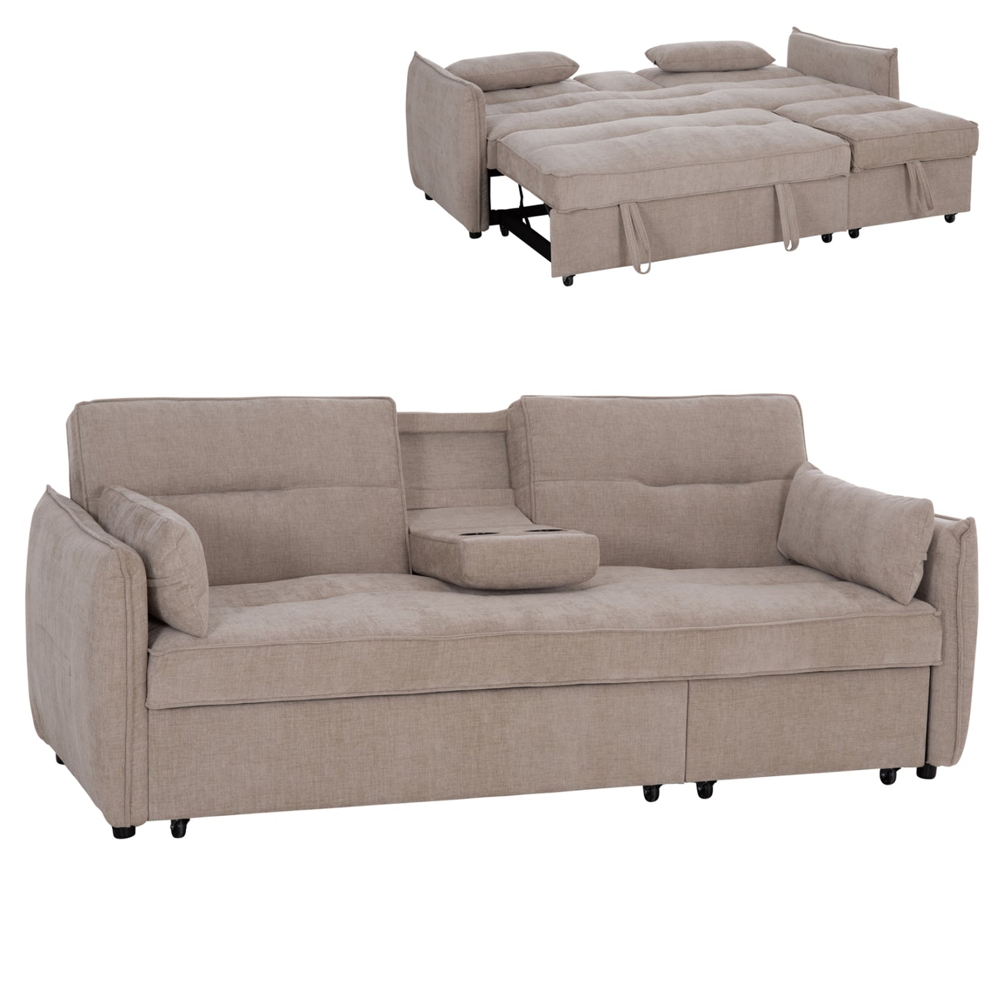 SOFABED MULTIFORM 2-SEATER VELAR HM3305.03 BEIGE FABRIC 207x90x80Hcm.