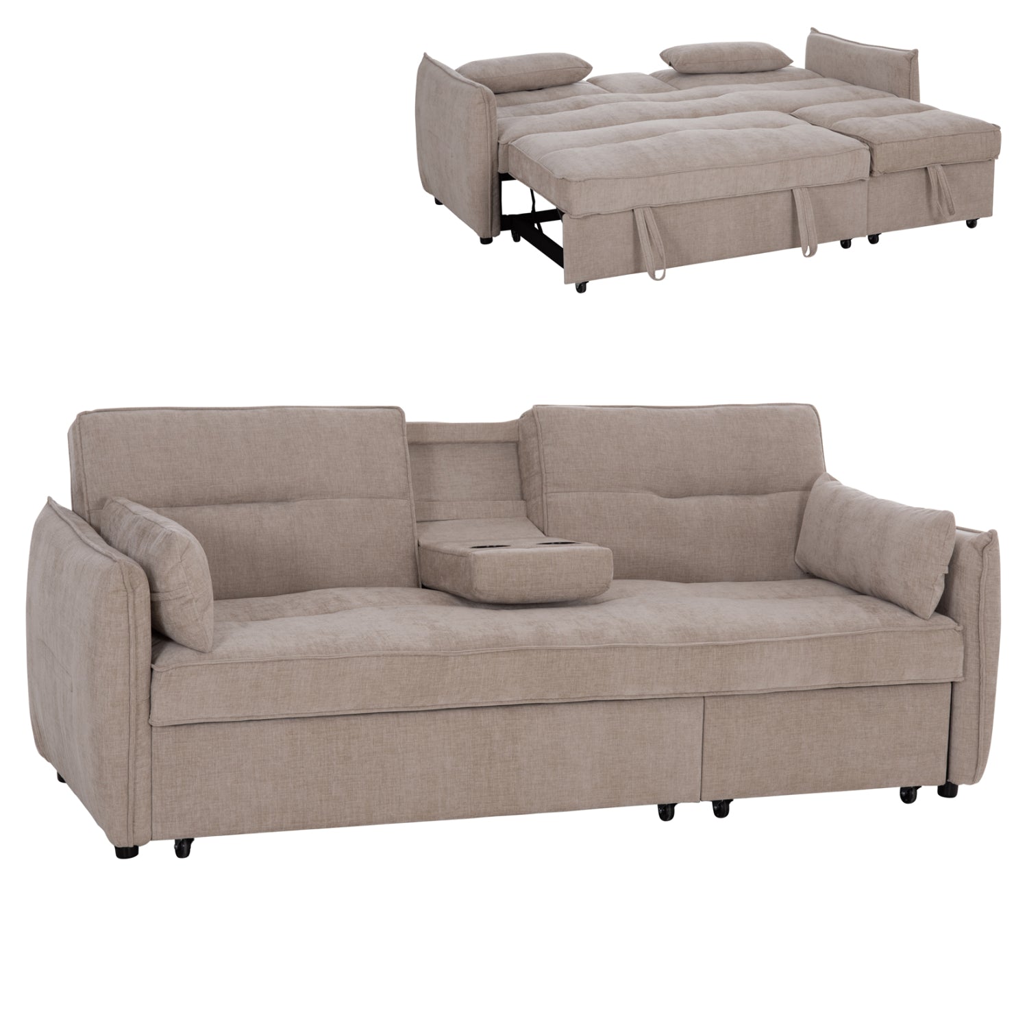 SOFABED MULTIFORM 2-SEATER VELAR HM3305.03 BEIGE FABRIC 207x90x80Hcm.
