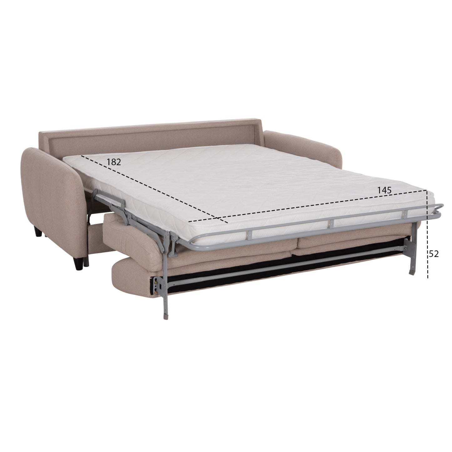 SOFABED WITH FOLDABLE MATTRESS ETUDINE HM3311.02 BEIGE FABRIC 190x98x90Hcm