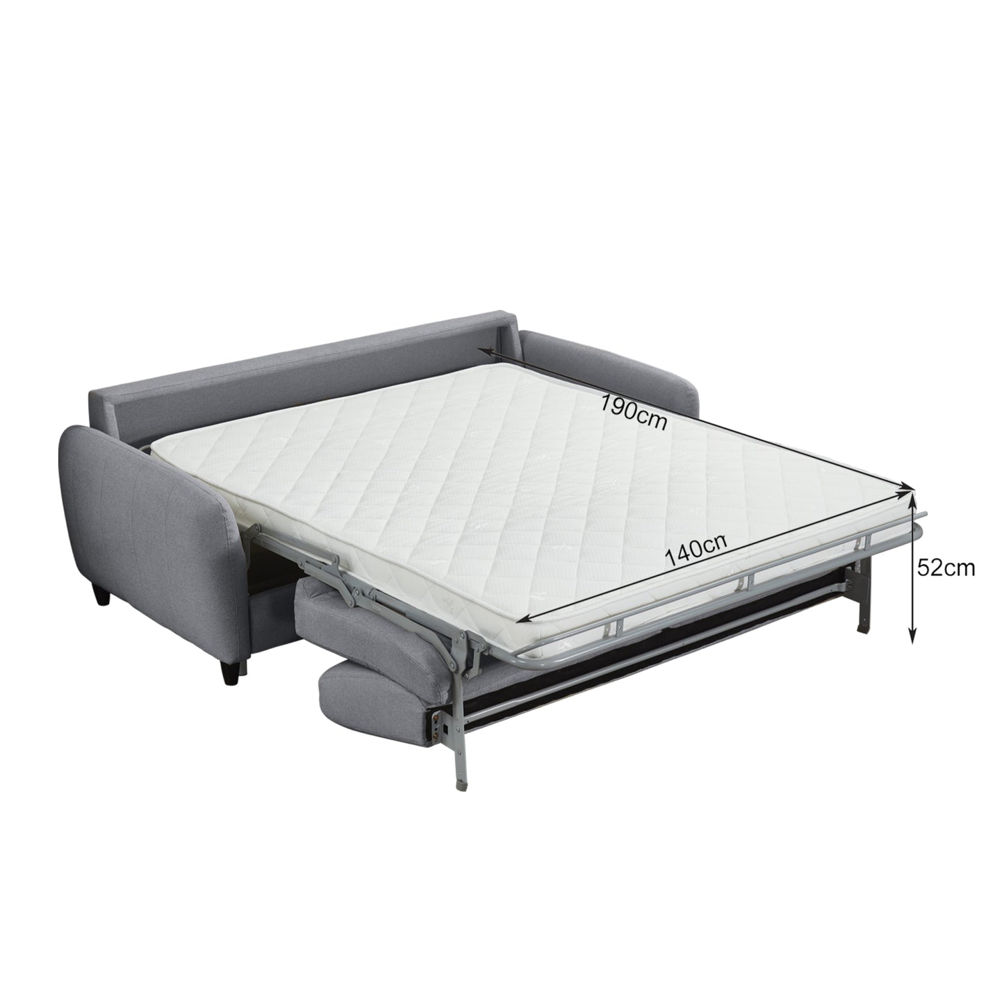 SOFABED WITH FOLDABLE MATTRESS ETUDINE HM3311.01 GREY FABRIC 190x98x90Hcm