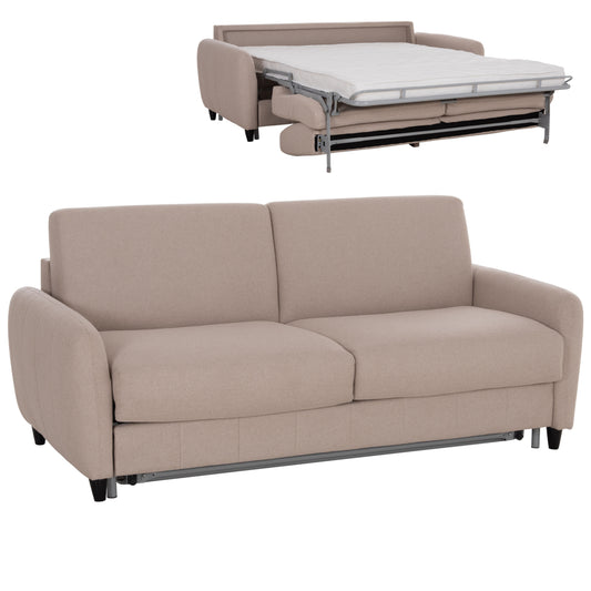 SOFABED WITH FOLDABLE MATTRESS ETUDINE HM3311.02 BEIGE FABRIC 190x98x90Hcm