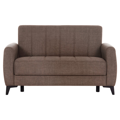 SOFA-BED 2-SEATER WITH STORAGE SPACE NIKKO HM3293.02 BROWN FABRIC 144x75x84Hcm.