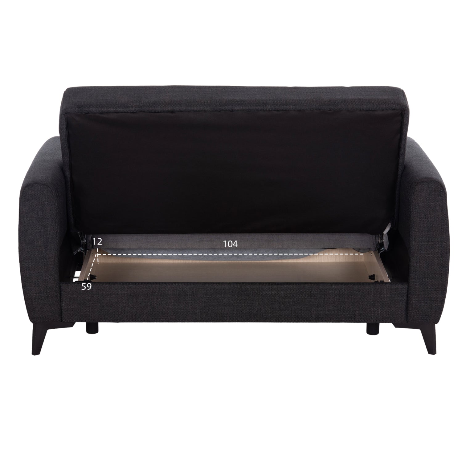 SOFA-BED 2-SEATER WITH STORAGE SPACE NIKKO HM3293.01 GREY FABRIC 144x75x84Hcm.